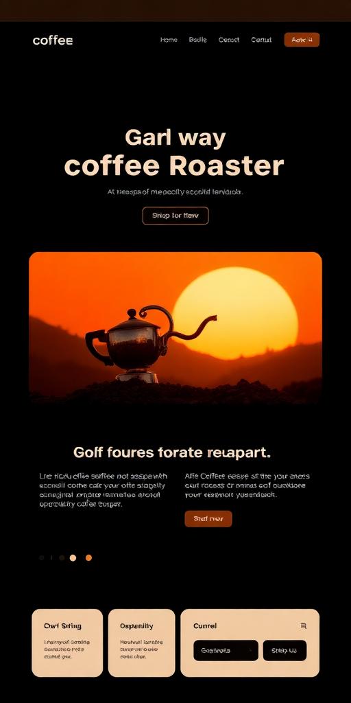 Dark landing page template for a specialty coffee roaster